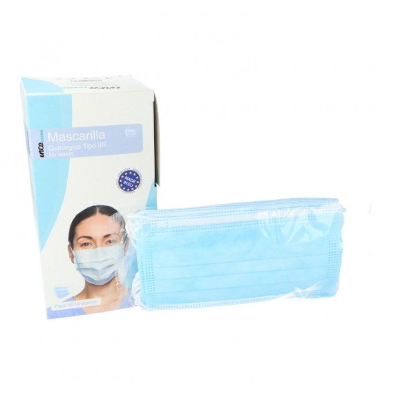 Pack 10 Unidades Mascarilla Quirúrjica Color Azul  LT
