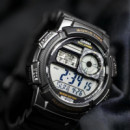 CASIO AE-1000W-1A Reloj Digital para Hombre – Correa Negra de Resina, Hora Mundial, Wr 100M, Batería 10 Años