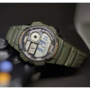 CASIO AE-1000W-3AV Reloj Digital para Hombre – Correa Verde Militar, Hora Mundial, Wr 100M, Batería 10 Años