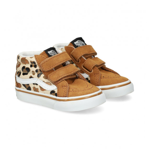 Botin 2 Velcros ante Cuero+leopardo  VANS