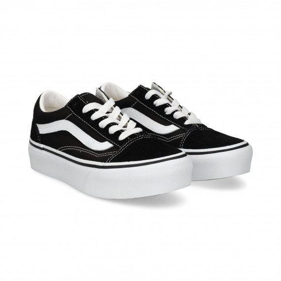 Banda Blanca Plataforma Textil Negro  VANS