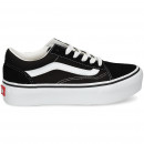 Banda Blanca Plataforma Textil Negro  VANS