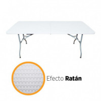Mesa de Resina Plegable Ratan 180X74X74CM 4.0CM DONNA GARDEN