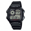 CASIO AE-1200WH-1AV Reloj Digital para Hombre – Diseño Retro, Correa de Resina Negra, Wr 100M, Batería 10 Años