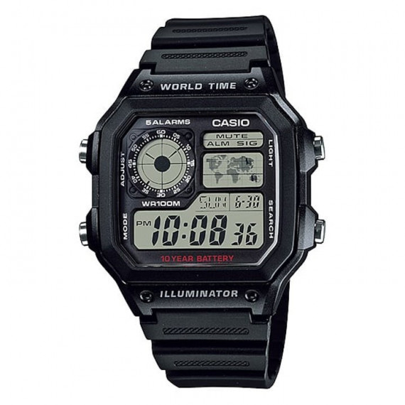 CASIO AE-1200WH-1AV Reloj Digital para Hombre – Diseño Retro, Correa de Resina Negra, Wr 100M, Batería 10 Años
