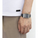 CASIO AQ-800EB-2A Reloj Unisex Retro – Esfera Azul Marino, Correa Textil Negra, Doble Pantalla, Estilo Vintage, Wr