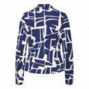 B-YOUNG Chaquetas Mujer Blazer B.young Rizetta Aop Med Blue Geo