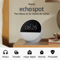 Altavoz Despertador Inteligente Bluetooth Echo Spot con Alexa, Blanco