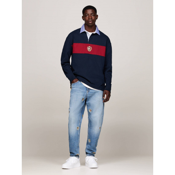 Tjm Colorblock Crest Rugby Dark Night Na  TOMMY JEANS