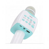 HOCO Microfono Karaoke BLUETOOTH Blanco Azul con Altavoz Incorporado BK5 Usb,aux In