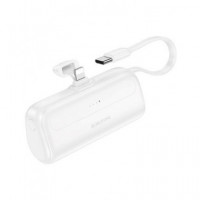 BOROFONE Bateria Externa Mini Pocket 5000MAH BJ41 Blanca,conexion Doble para Cargar Dos Dispositivos
