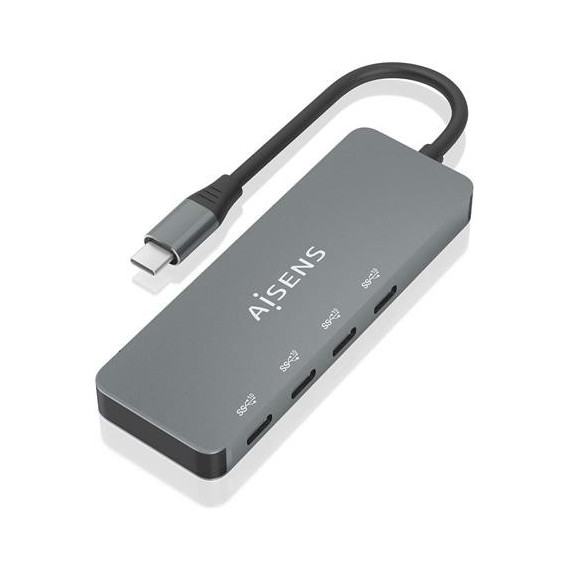 AISENS Hub 4 Puertos Tipo C 3.2 Gen a USB C/m Gris 0.15CM A109-0695