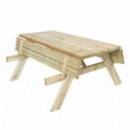 Mesa Picnic Madera Bancos Abatibles 198X154X74 Cm (6-8 Pax)  GARDIUM