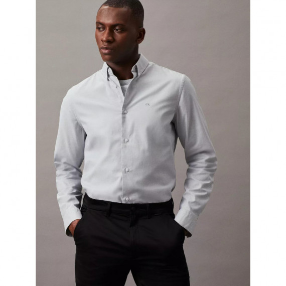 Oxford Stretch Regular Fit Shirt Slate G  CALVIN KLEIN