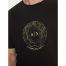 Camiseta Regular Fit con Pedrería Dorada de ARMANI EXCHANGE