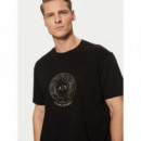 Camiseta Regular Fit con Pedrería Dorada de ARMANI EXCHANGE