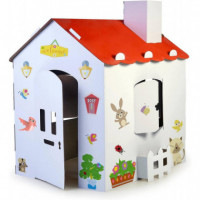 Casa de Juegos de Carton para Pintar y Colorear, con Pegatinas  FEBER