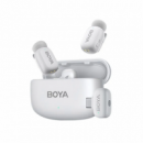 Micrófono Inalámbrico BOYA MINI-13 Conexión Usb-c + Conexión Lightning con Estuche de Carga Blanco (2TX + 2RX)