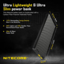 NITECORE Powerbank de 10000MAH de Fibra de Carbono con Salida Usb-a y Usb-c 3ªGEN