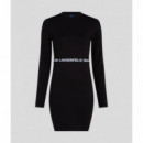 Vestido de Manga Larga Klj Black  KARL LAGERFELD