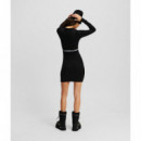 Vestido de Manga Larga Klj Black  KARL LAGERFELD