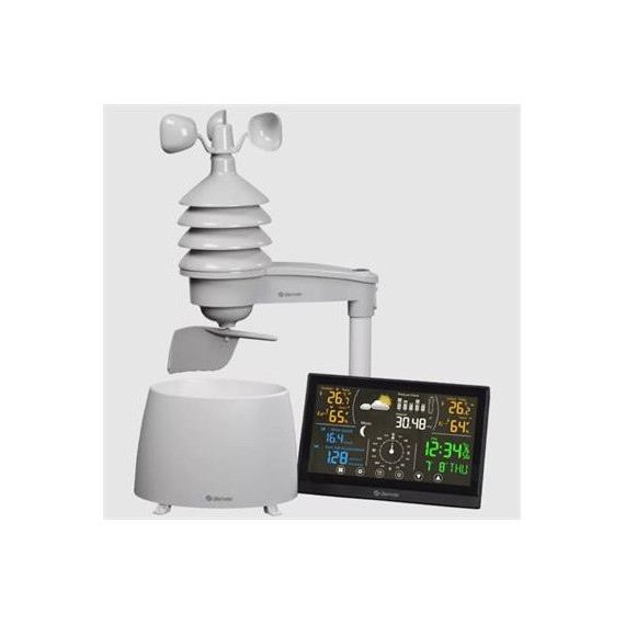 DENVER Estacion Meteorologica WS-650 Pantalla 8" Velocidad del Viento y Sensor Inalam Lluvia,humedad