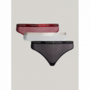 3PACK Tanga TOMMY HILFIGER Negra-roja-blanca