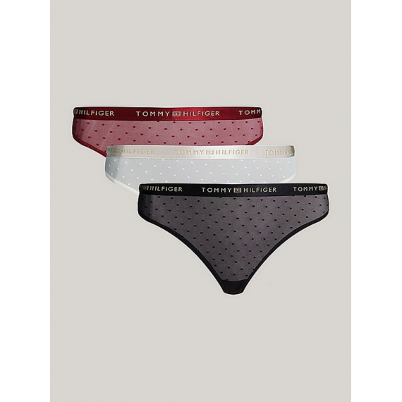 3PACK Tanga TOMMY HILFIGER Negra-roja-blanca
