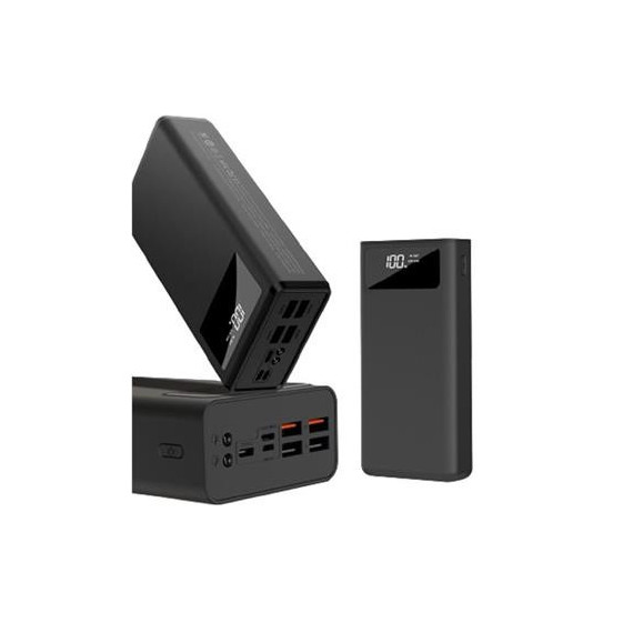 Xo Bateria Externa 30000MAH, 4XUSB,1XTIPO C, 1XMICRO USB,1XLIGHTNING,LINTERNA Led  Negro XO-PR123  LALO