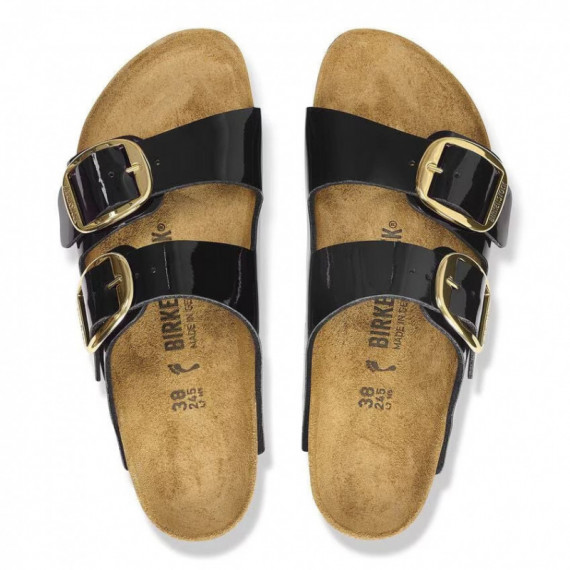 Calzado BIRKENSTOCK Arizona Big Buckle Birko-flor Esmaltado Patent Black Gold