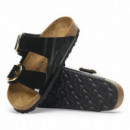 Calzado BIRKENSTOCK Arizona Big Buckle Birko-flor Esmaltado Patent Black Gold