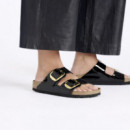 Calzado BIRKENSTOCK Arizona Big Buckle Birko-flor Esmaltado Patent Black Gold