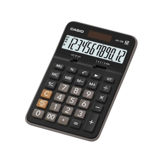 CASIO AX-12B Calculadora de Escritorio – 12 Dígitos, Pantalla Grande Inclinada, Cálculo de Impuestos y Márgenes