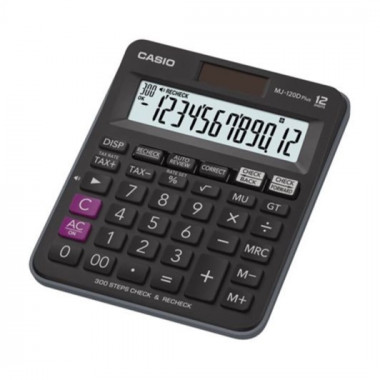 CASIO MJ-120D Plus Calculadora de Escritorio &ndash; 12 D&iacute;gitos, Revisi&oacute;n de 300 Pasos, Impuestos, Correcci&oacute;n y Memoria, Negra