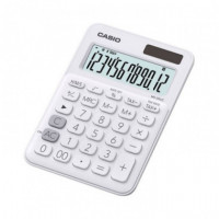 CASIO MS-20UC-WE Calculadora de Escritorio Blanca – 12 Dígitos, Cálculo de Impuestos, Diseño Compacto, Solar + Batería