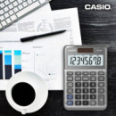 CASIO MS-80F Calculadora de Escritorio – 8 Dígitos, Conversión de Divisas, Impuestos, Solar + Batería, Pantalla Inclinada