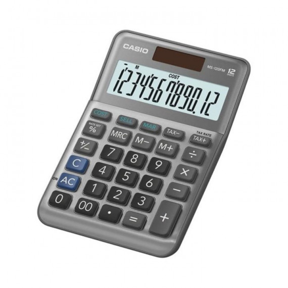CASIO MS-120FM Calculadora de Escritorio – 12 Dígitos, Cálculo de Márgenes y Costes, Impuestos, Doble Alimentación