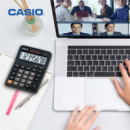 CASIO MX-8B Calculadora de Escritorio Negra – 8 Dígitos, Doble Alimentación, Cálculos Básicos y Comerciales