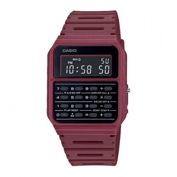 CASIO CA-53WF-4B – Reloj Calculadora Unisex Digital Vino Tinto, Retro Vintage, Wr, Cuarzo, Correa de Resina