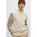 Chaquetas y Abrigos Cárdigan BOSS H-bejino Gris con Cremallera