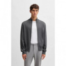 Chaquetas y Abrigos Cárdigan BOSS H-bejino Gris con Cremallera