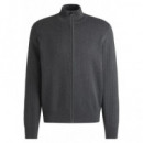 Chaquetas y Abrigos Cárdigan BOSS H-bejino Gris con Cremallera