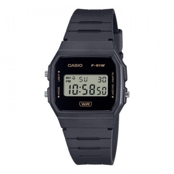 CASIO F-91WB-8A – Reloj Digital Unisex Negro Mate con Detalles Dorados, Estilo Retro, Wr