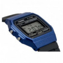 CASIO F-91WM-2A – Reloj Digital Unisex Azul Metálico, Diseño Retro, Cronómetro, Luz Led, Wr