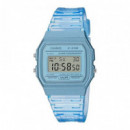 CASIO F-91WS-2E – Reloj Digital Azul Translúcido Unisex, Cronómetro, Luz Led, Wr, Ultraligero
