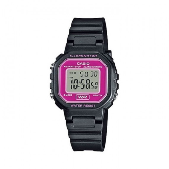 CASIO LA-20WH-4A – Reloj Digital Unisex Negro y Rosa, Cronómetro, Alarma y Luz Led, Wr 50M