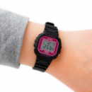 CASIO LA-20WH-4A – Reloj Digital Unisex Negro y Rosa, Cronómetro, Alarma y Luz Led, Wr 50M