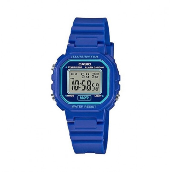 CASIO LA-20WH-2A Reloj Digital para Mujer – Azul, Cronómetro, Alarma y Luz Led, Resina, Wr
