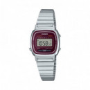 CASIO LA670WA-4D – Reloj Digital Retro con Carátula Vino y Correa Metálica