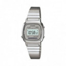 CASIO LA670WEA-7 – Reloj Digital Retro Plateado con Carátula Gris Clásico